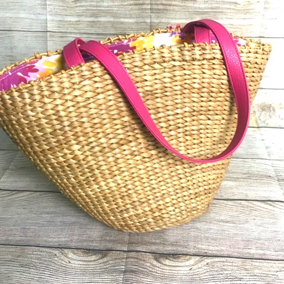 BATH AND BODY WORKS Pink Floral Basket Shoulder Bag - Picture 5 of 7